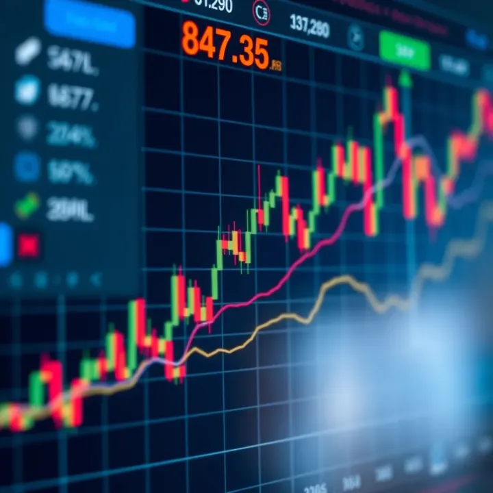 Graph showing intraday stock price fluctuations with highlighted buy and sell points