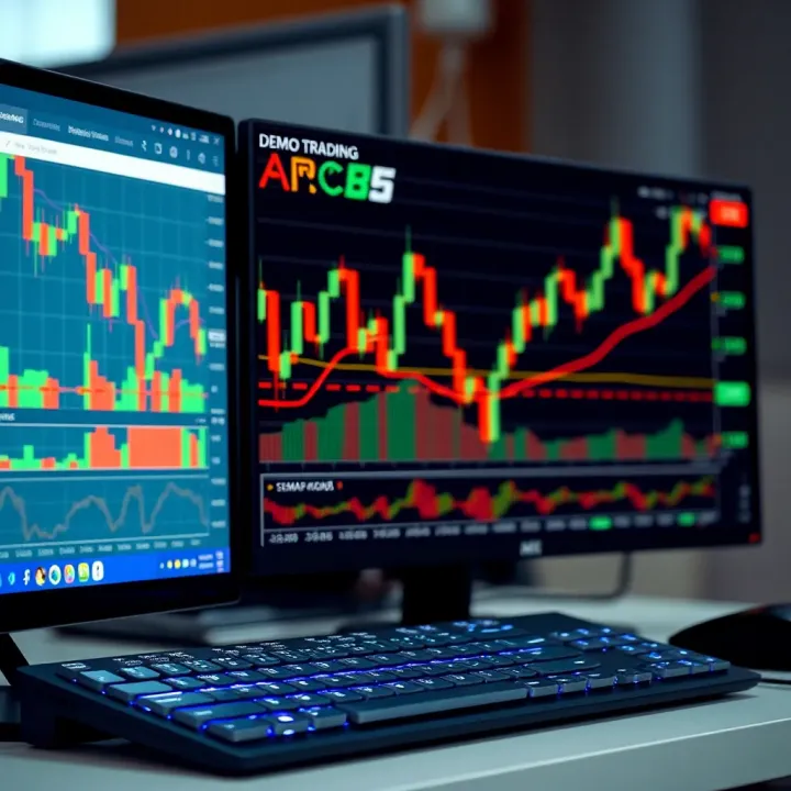 Graph showing stock market trends on a computer screen with trading charts