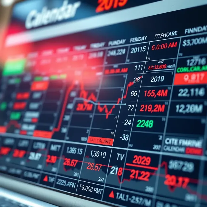Economic calendar displaying important financial dates and data releases