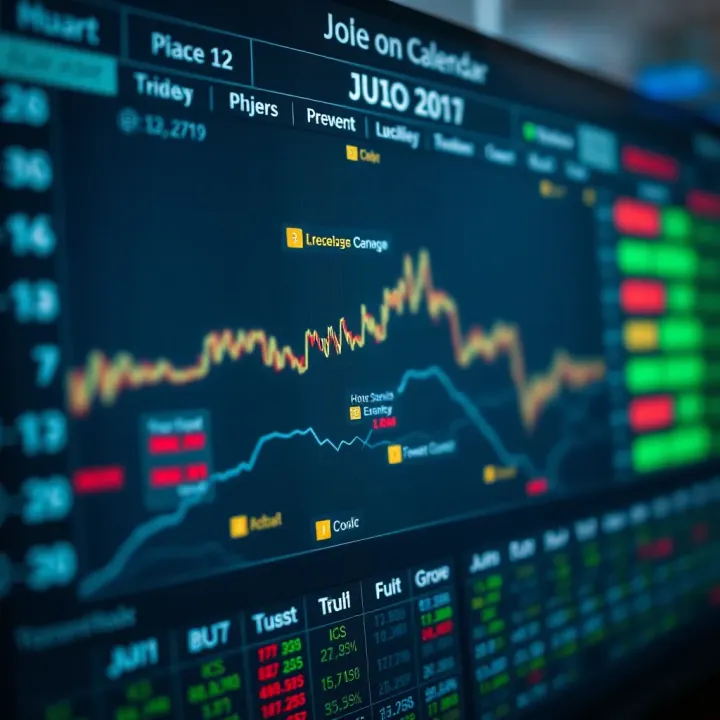 Economic calendar displaying key financial events and data releases