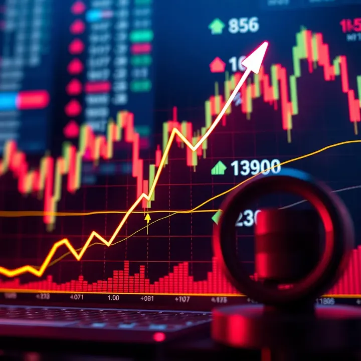 Graph showing upward trend with risk management icons and financial charts
