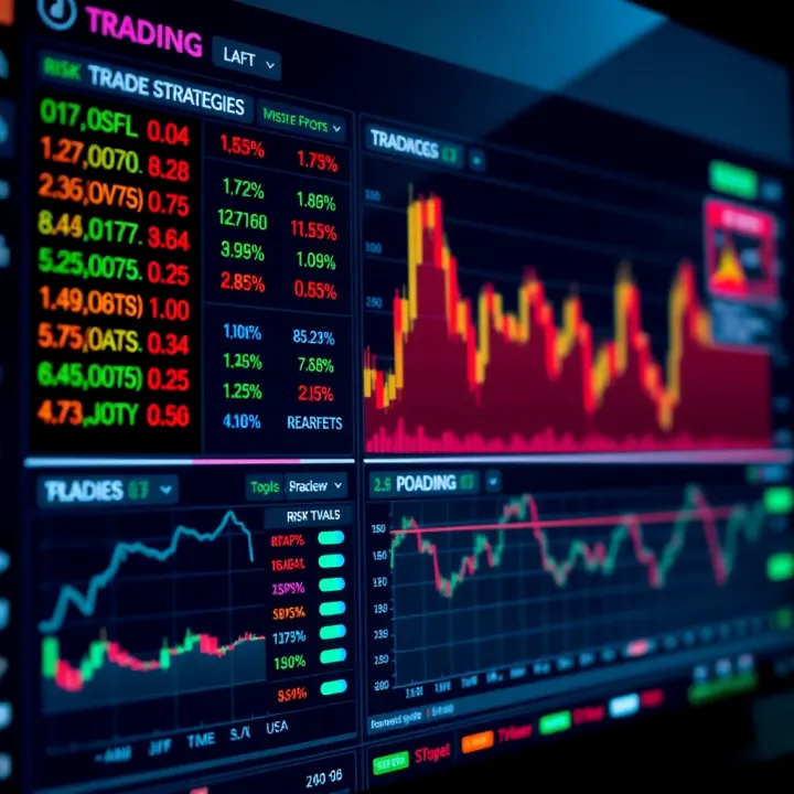 Dashboard displaying real-time stock prices, risk management tools, and trading strategies interface