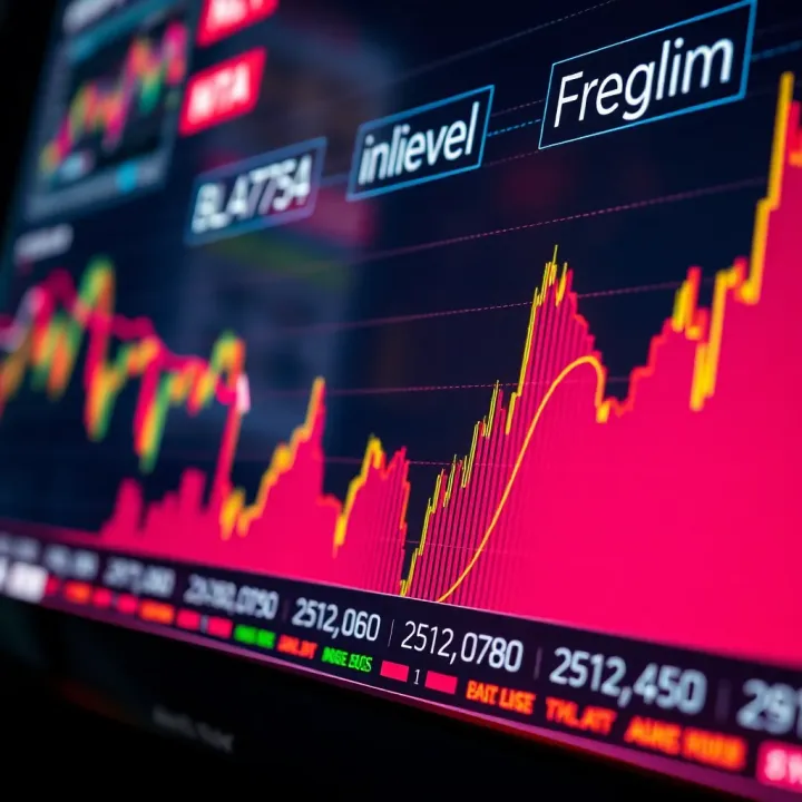 Graph showing various financial market indicators with upward and downward trends