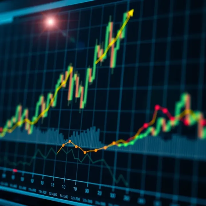 Graph showing forex market trends with connected dots representing copy trading networks