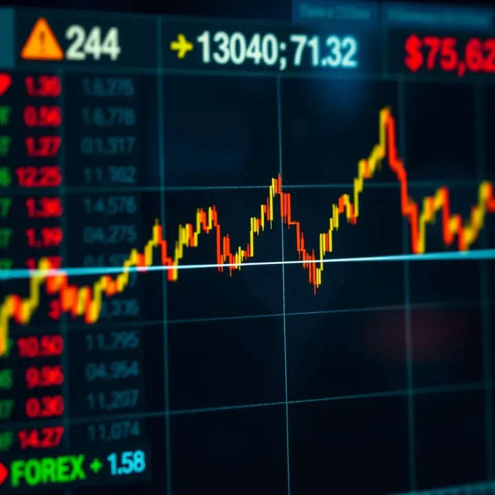 Graph showing currency exchange rates fluctuating in the Forex market
