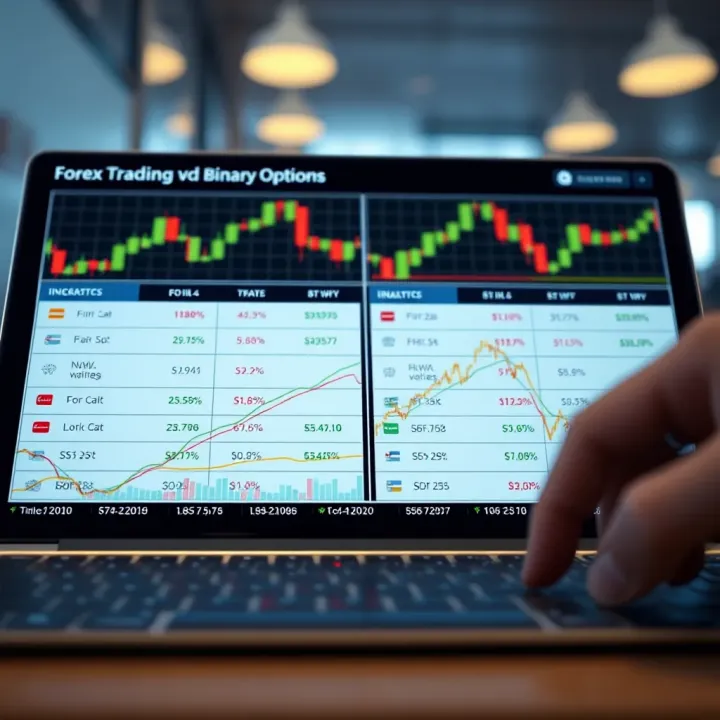 Comparison chart showing key differences between Forex trading and binary options