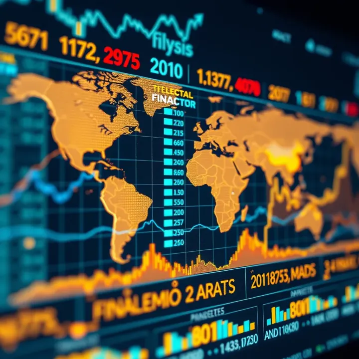 Illustration showing global financial markets and data trends influenced by economic indicators
