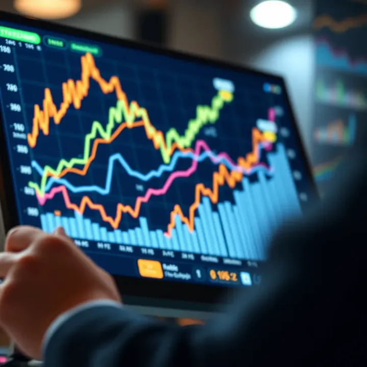 Graph showing market trends and competitor analysis with data points and charts