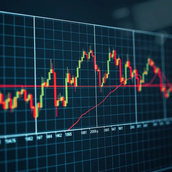 Graph illustrating market price movements with highlighted zones of support and resistance