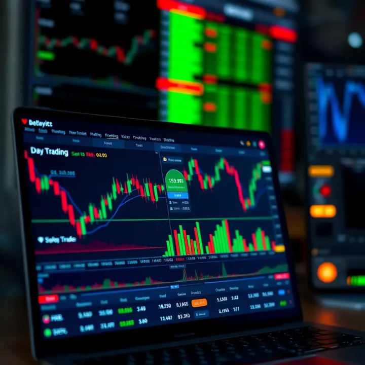 Interface of a user-friendly day trading platform showing real-time stock charts and trading options