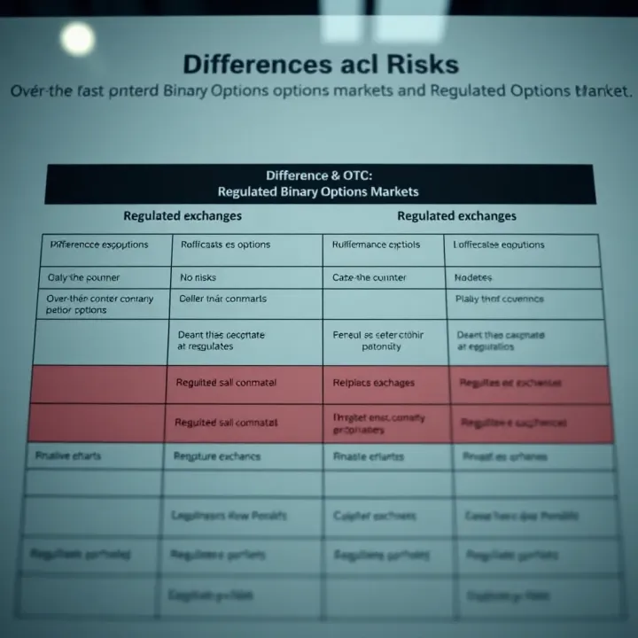 Differences and Risks in OTC and Regulated Binary Options Markets Comparison chart showing differences between over-the-counter binary options markets and regulated exchanges highlighting risks and benefits