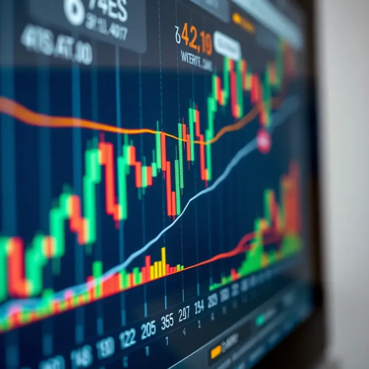 Candlestick chart showing price movements and patterns used in price action trading