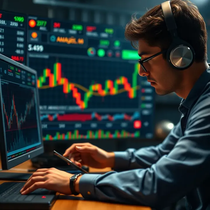 Trader analyzing financial charts with price action patterns