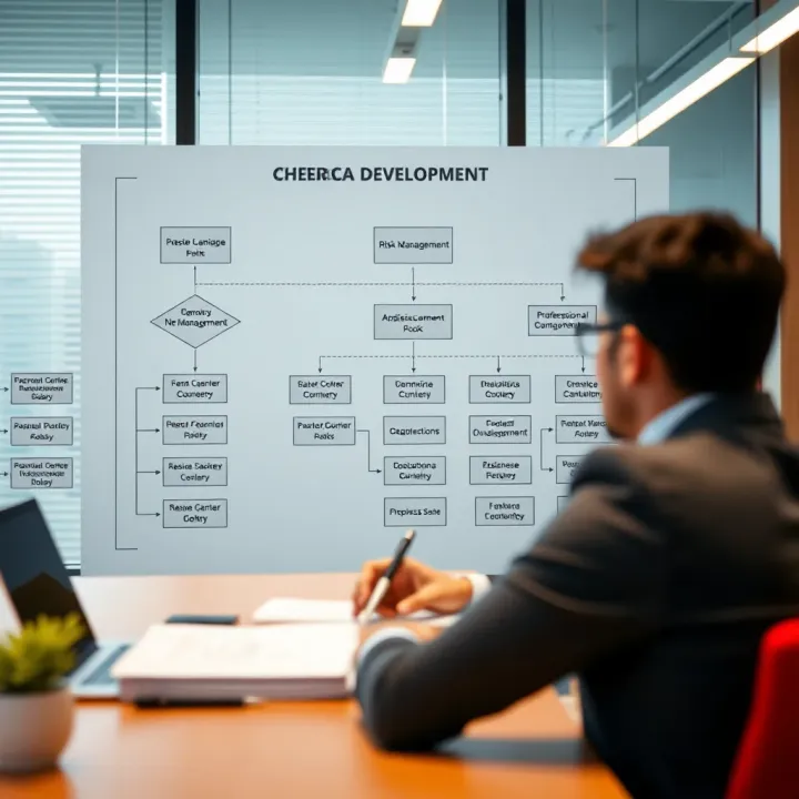 Flowchart showing professional development paths and career opportunities in risk management