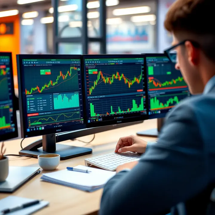Conceptual graphic depicting risk-free practice environment for binary options trading with educational tools and performance analysis