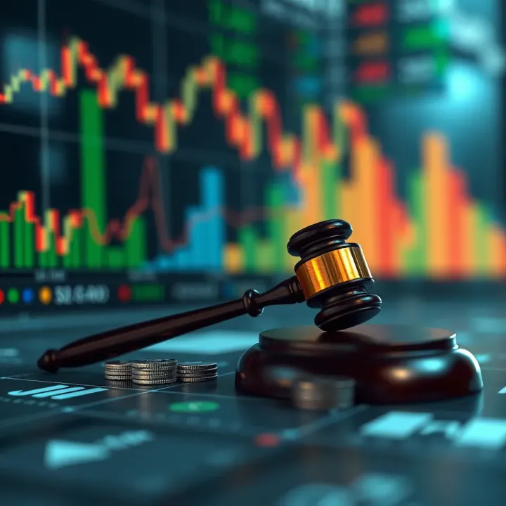 Conceptual graphic representing risk management and legal considerations in binary options trading
