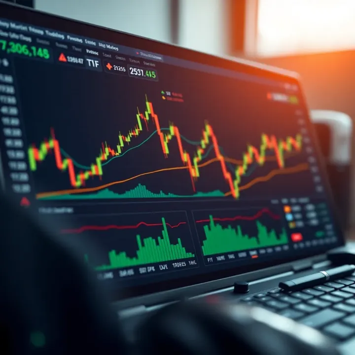 User interface of a day trading software showing real-time stock charts and market analysis tools