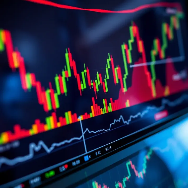Chart showing candlestick patterns and market trends for day trading analysis