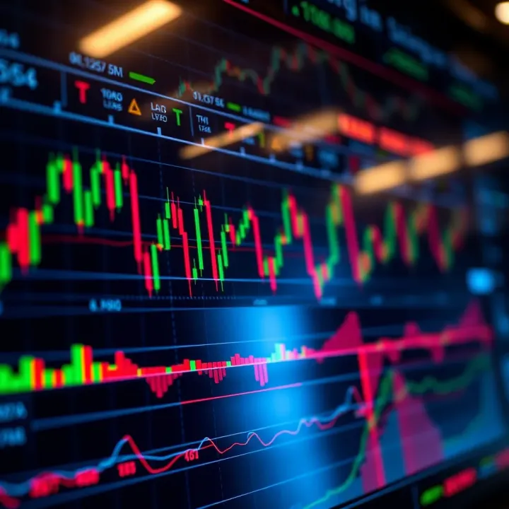 Chart displaying various candlestick patterns and technical indicators for day trading strategies