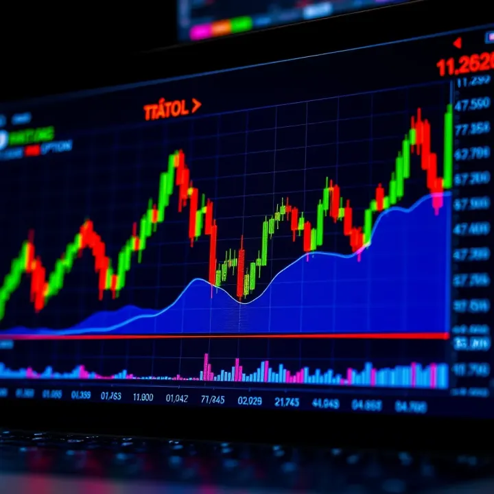 Graph illustrating rapid binary options trades with fluctuating market trends
