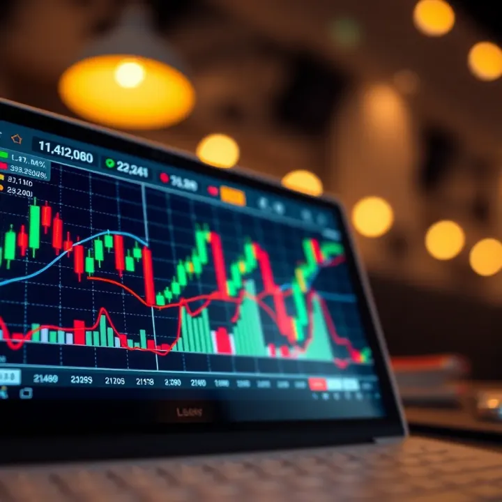 Chart displaying candlestick patterns demonstrating price movements in financial trading