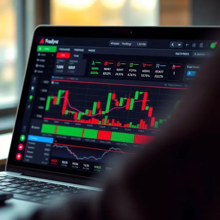 User interface of a trading application displaying virtual portfolio performance